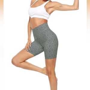 Leopard Print High-Waisted Tummy Control Bike Shorts